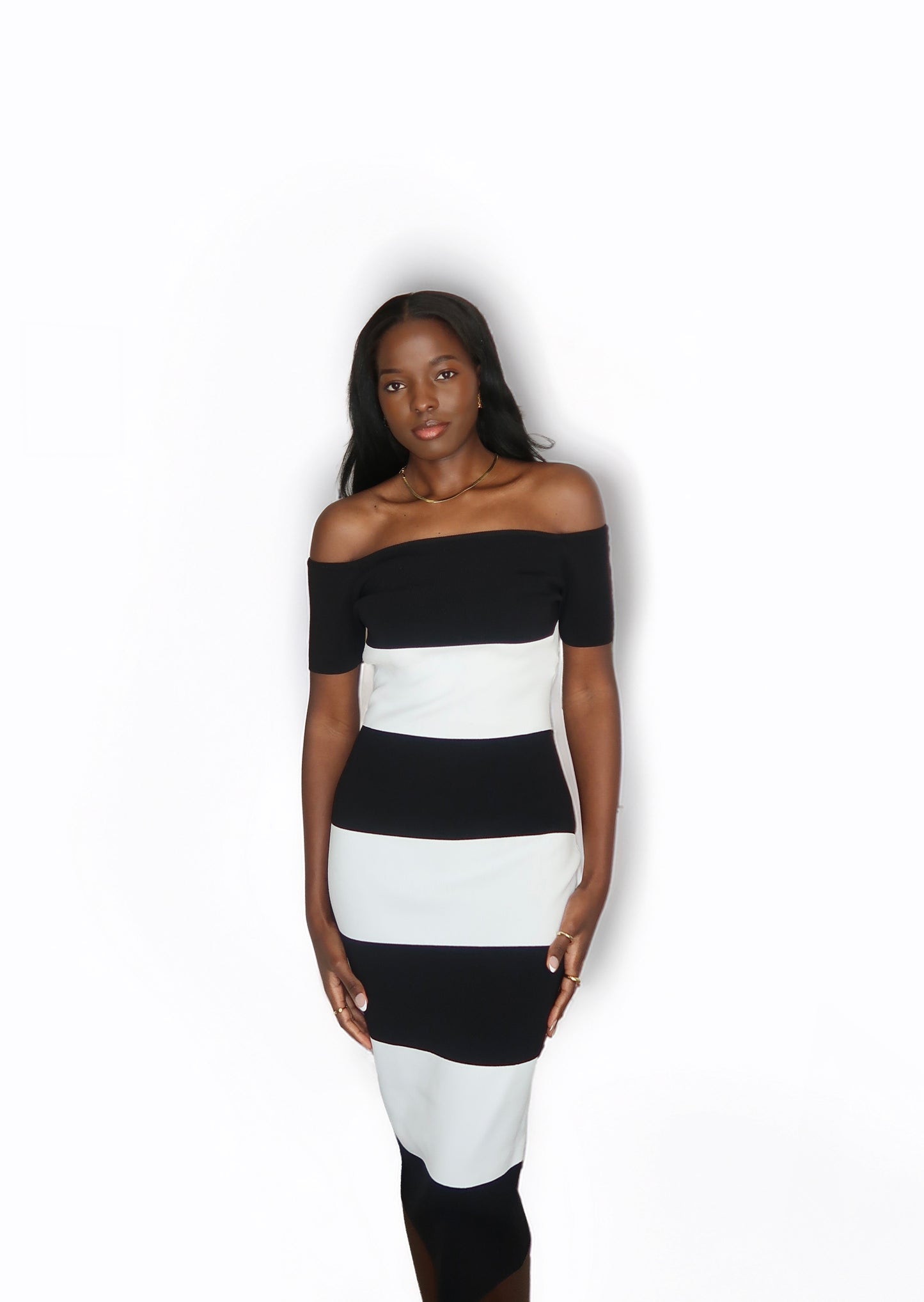 Pearline Stripped Midi Dress